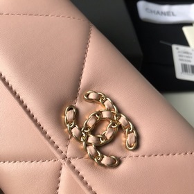 CHANEL Длинный кошелек с большим клапаном в клетку, розовый с зол