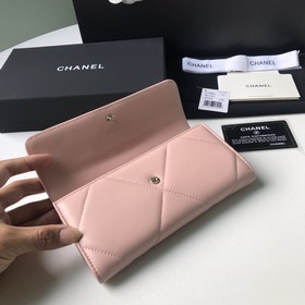 CHANEL Длинный кошелек с большим клапаном в клетку, розовый с зол