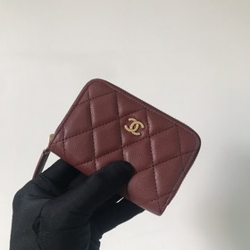 Chanel маленький кошелек с застежкой-молнией и ромбовидным узором