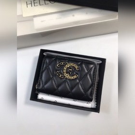 Кожаный кошелек Chanel, модель 69271 (с золотой застежкой) Внутре