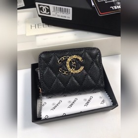 Chanel Кожаный кошелек из кожи с камушками, модель № 69271 (с зол