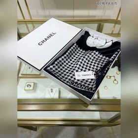CHANEL Маленький шарф с двойным C-образным узором 100% шелк выс