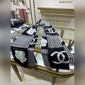 CHANEL Маленький шарф с двойным C-образным узором 100% шелк выс