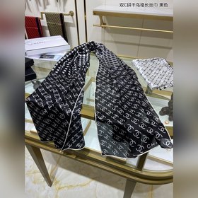 CHANEL Маленький шарф с двойным C-образным узором в клетку 100%