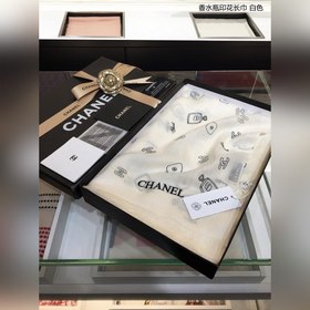 CHANEL Шарф с принтом флакона духов, кашемир, 100% чистый кашемир