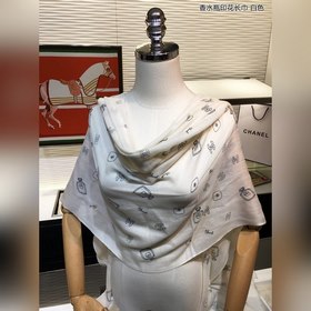 CHANEL Шарф с принтом флакона духов, кашемир, 100% чистый кашемир