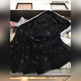 CHANEL Шарф с принтом флакона духов, кашемир, 100% чистый кашемир