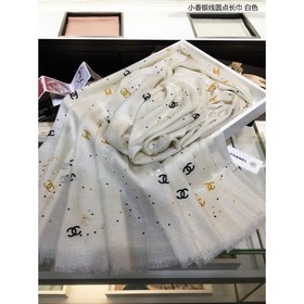 CHANEL Маленький шарф серебряными точками 100% чистый кашемир вы