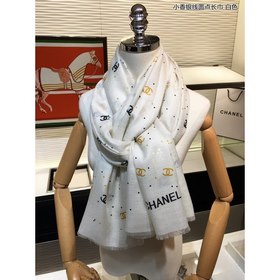 CHANEL Маленький шарф серебряными точками 100% чистый кашемир вы