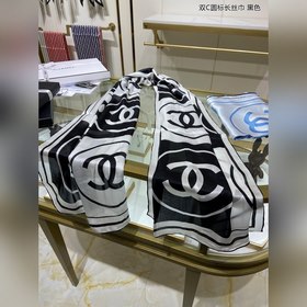 CHANEL Длинный шарф с двойным логотипом C 100% шелк высшего кач