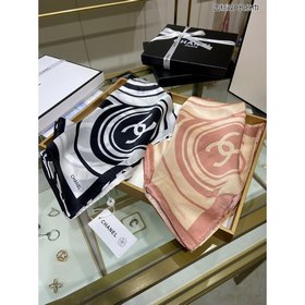 CHANEL Длинный шарф с круглым логотипом и двойным C  100% шелк
