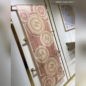 CHANEL Длинный шарф с круглым логотипом и двойным C  100% шелк