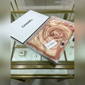 CHANEL Длинный шарф с круглым логотипом и двойным C  100% шелк