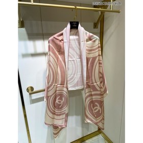 CHANEL Длинный шарф с круглым логотипом и двойным C  100% шелк 