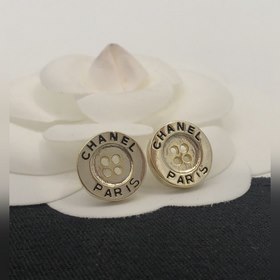 CHANEL Серьги с кнопками двойным логотипом Высокое качество, наст