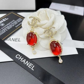 CHANEl Chanel Новые серьги-гвоздики с красным агатом и кристаллам