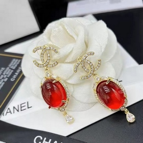 CHANEl Chanel Новые серьги-гвоздики с красным агатом и кристаллам
