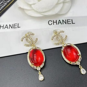 CHANEl Chanel Новые серьги-гвоздики с красным агатом и кристаллам