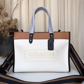 Coach/蔻驰 Модель C0777 Field30 Двухцветная кожаная сумка-тоут небо