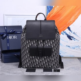 Мужской рюкзак Dior Oblique Модель： CD： 93319 Синяя ткань Фотогр