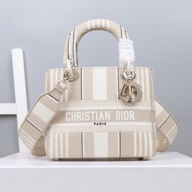 DIOR Lady D-Lite с пятью вышитыми полосками, средний размер Новая