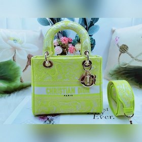 DIOR Lady Dior вышивка серия новый узор флуоресцентный зеленый ти