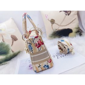 DIOR Lady Dior вышитая серия, светло-золотая Новейшая коллекция D