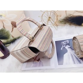 DIOR Lady Dior вышитая серия с разноцветными полосками, светло-зо