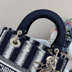 Новая вышитая сумка Dior Lady Dior в синем цвете, модель № 9027 Э