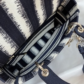 Новая вышитая сумка Dior Lady Dior в синем цвете, модель № 9027 Э