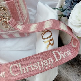 Новая вышитая сумка Dior Lady Dior в розовом цвете, модель № 9027