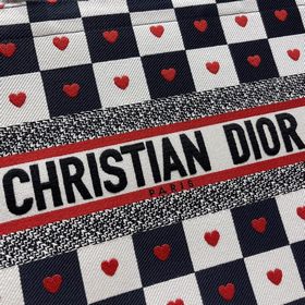 Сумка для покупок Dior book tote Черно-белая клетка сердечками А