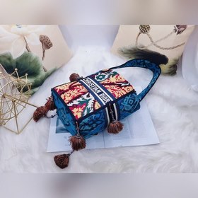 DIOR D-Bubble сумка-бакет синяя с каштановым цветом Стильная и со