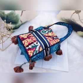 DIOR D-Bubble сумка-бакет синяя с каштановым цветом Стильная и со