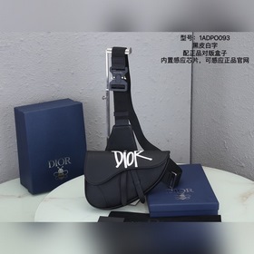 Dior Мужская сумка через плечо/нагрудная сумка Черная кожа с бело