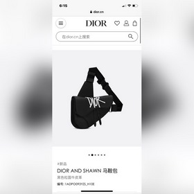 Dior Мужская сумка через плечо/нагрудная сумка Черная кожа с бело