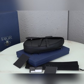 Dior Мужская сумка через плечо/нагрудная сумка Черная кожа с бело