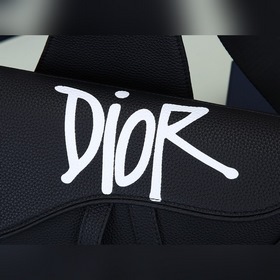 Dior Мужская сумка через плечо/нагрудная сумка Черная кожа с бело