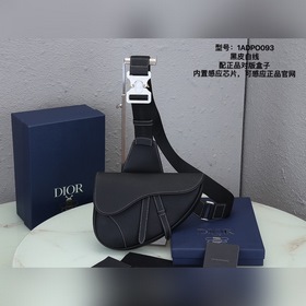 Dior Мужская сумка через плечо/нагрудная сумка, черная кожа с бел