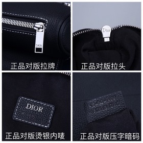 Dior Мужская сумка через плечо/нагрудная сумка, черная кожа с бел