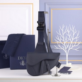 Dior Мужская сумка через плечо/нагрудная сумка Синяя кожа синей с