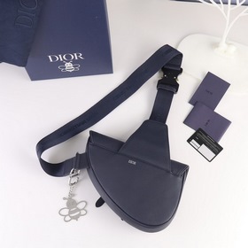 Dior Мужская сумка через плечо/нагрудная сумка Синяя кожа синей с