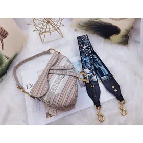 Сумка DIOR с новым узором из разноцветных полос  Сумка-седло из
