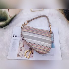 Сумка DIOR с новым узором из разноцветных полос  Сумка-седло из 