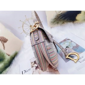 Сумка DIOR с новым узором из разноцветных полос  Сумка-седло из 