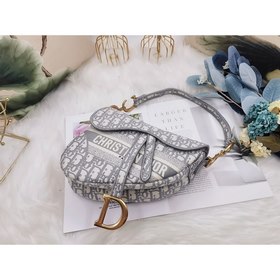 Dior saddleOblique вышитая сумка-седло, серый, старинный узор, м