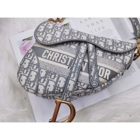 Dior saddleOblique вышитая сумка-седло, серый, старинный узор, м
