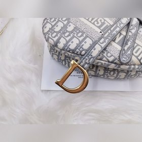 Dior saddleOblique вышитая сумка-седло, серый, старинный узор, м