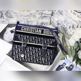 DIOR Camp бархатная сумка-почтальон, модель M9020 Синий бархат Эт