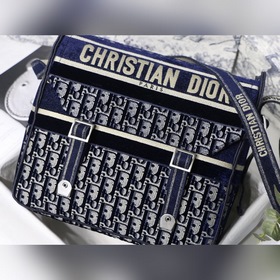DIOR Camp бархатная сумка-почтальон, модель M9020 Синий бархат Эт